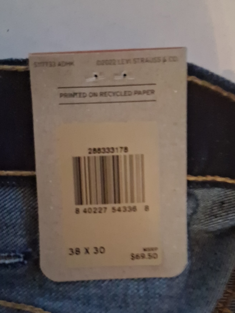 Levi's  512 Slim Taper Fit Jeans - 38x30 NWT - Picture 5 of 5